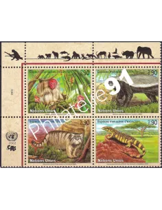 O.N.U. Genève, n° 447 à 450, bloc de 4, collection timbres O.N.U.
