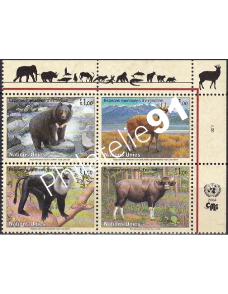 O.N.U. Genève, n° 494 à 497, bloc de 4, collection timbres O.N.U.