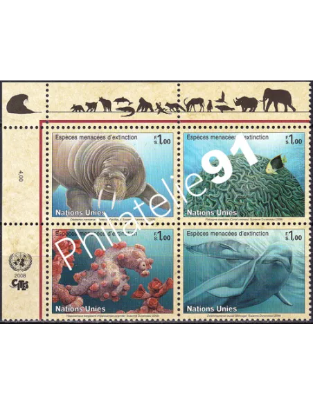 O.N.U. Genève, n° 598 à 601, bloc de 4, collection timbres O.N.U.