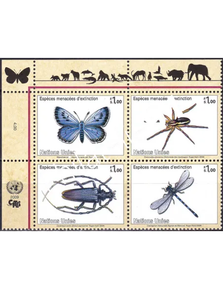 O.N.U. Genève, n° 649 à 652, bloc de 4, collection timbres O.N.U.