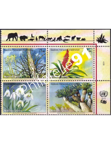 O.N.U. Genève, n° 690 à 693, bloc de 4, collection timbres O.N.U.