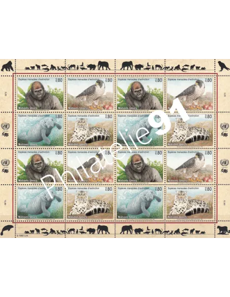 O.N.U. Genève, n° 243 à 246, en Feuille, collection timbres O.N.U.