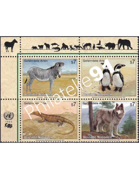 O.N.U. Vienne, n° 159 à 162, bloc de 4, collection timbres O.N.U.