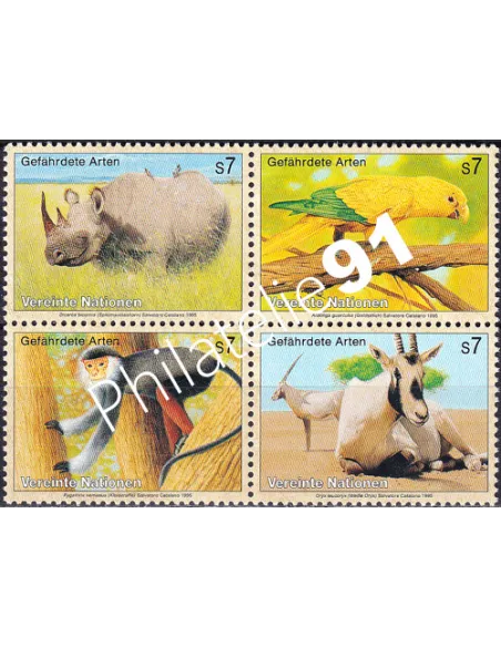 O.N.U. Vienne, n° 200 à 203, bloc de 4, collection timbres O.N.U.