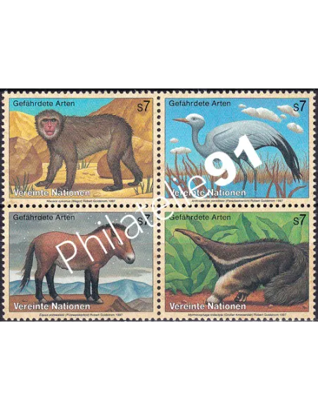 O.N.U. Vienne, n° 242 à 245, bloc de 4, collection timbres O.N.U.