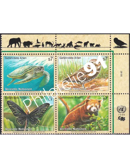 O.N.U. Vienne, n° 267 à 270, bloc de 4, collection timbres O.N.U.