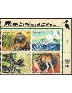 O.N.U. Vienne, n° 307 à 310, bloc de 4, collection timbres O.N.U.