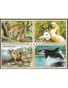 O.N.U. Vienne, n° 319 à 322, bloc de 4, collection timbres O.N.U.