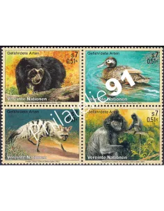 O.N.U. Vienne, n° 342 à 345, bloc de 4, collection timbres O.N.U.