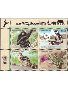 O.N.U. Vienne, n° 370 à 373, bloc de 4, collection timbres O.N.U.