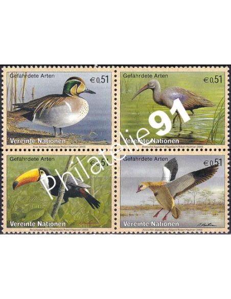 O.N.U. Vienne, n° 401 à 404, bloc de 4, collection timbres O.N.U.