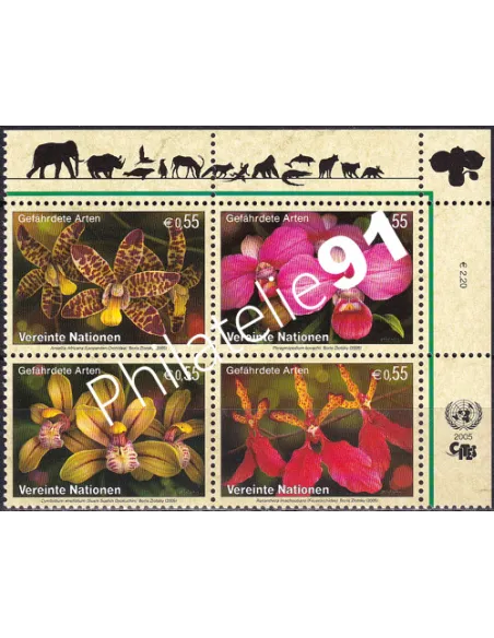 O.N.U. Vienne, n° 446 à 449, bloc de 4, collection timbres O.N.U.