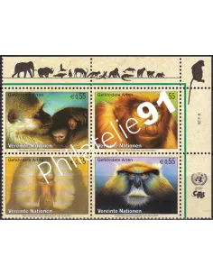 O.N.U. Vienne, n° 496 à 499, bloc de 4, collection timbres O.N.U.