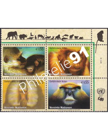 O.N.U. Vienne, n° 496 à 499, bloc de 4, collection timbres O.N.U.