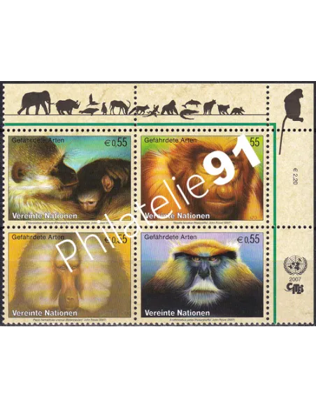 O.N.U. Vienne, n° 496 à 499, bloc de 4, collection timbres O.N.U.