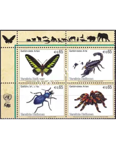 O.N.U. Vienne, n° 598 à 601, bloc de 4, collection timbres O.N.U.