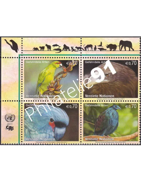 O.N.U. Vienne, n° 740 à 743, bloc de 4, collection timbres O.N.U.