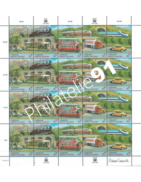 O.N.U. Vienne, n° 250 à 254, en Feuille, collection timbres O.N.U.