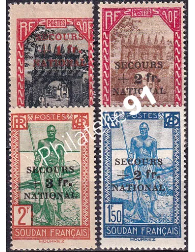 timbres du Soudan n° 125 à 128 charnière, collection timbres colonies