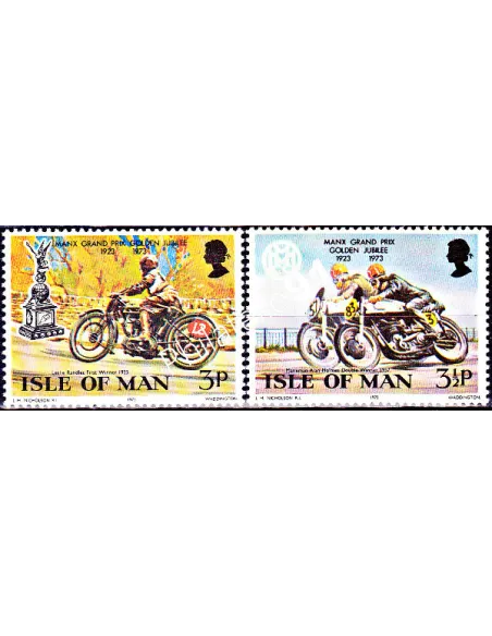 Timbres d'Île de Man n° 22 et 23, Moto, collection timbres d'Europe