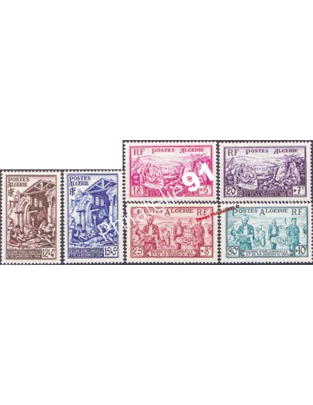 timbres d'Algérie n° 319 à 324 - sinistrés d'Orléansville