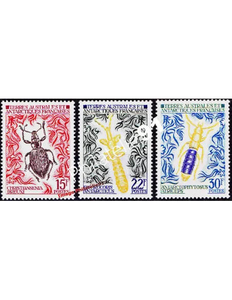 Timbres des TAAF n° 49 à 51, timbres des Dom Tom