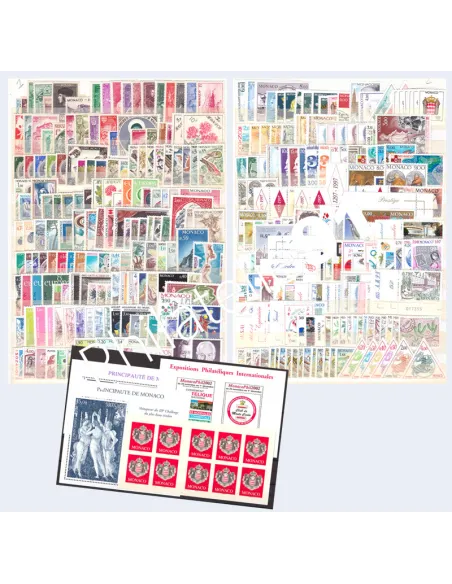 Monaco, Lot de timbres neufs et charnières, collection timbres Monaco