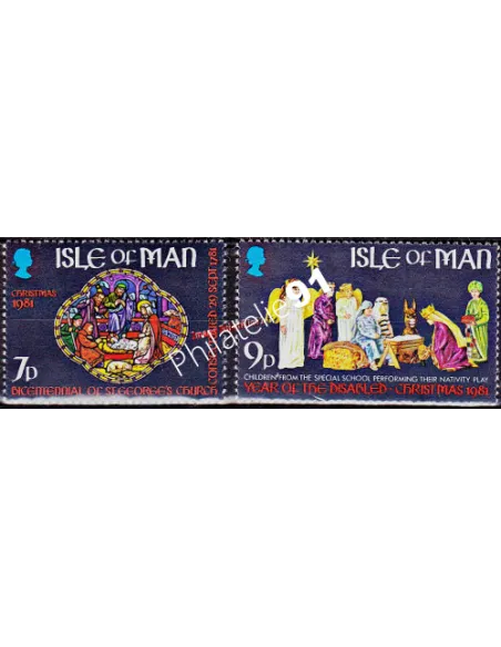 Timbres d’île DE MAN n° 196 à 197 - Thématique : NOËL