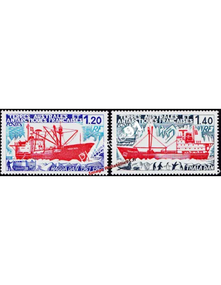 timbres des TAAF n°  66 et 67, Bateaux, timbres des Dom Tom