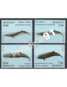 Timbres de MONACO - issus du BF n° 59 - Cétacés de la Méditerranée