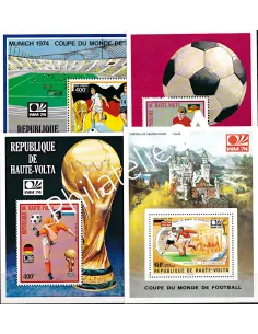 Football - HAUTE VOLTA  - 4 blocs n° 5Q, 5U, 5V et 5Y - (LOT 220609-1)
