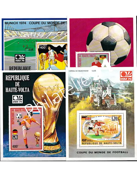 Football - HAUTE VOLTA  - 4 blocs n° 5Q, 5U, 5V et 5Y - (LOT 220609-1)