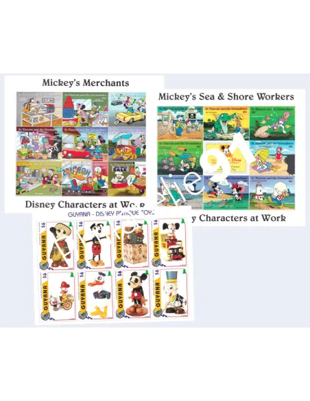 Tous Pays, Lot de 3 feuilles neuves, collection timbres Thématiques