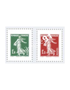 n° 5607 - 5608 -   Paire de Timbres découpés issus du Carnet 100 ans du coin daté et de la Semeuse camée