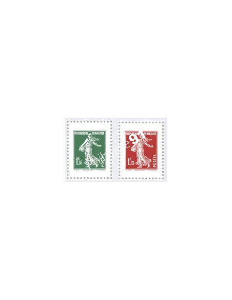 n° 5607 - 5608 -   Paire de Timbres découpés issus du Carnet 100 ans du coin daté et de la Semeuse camée