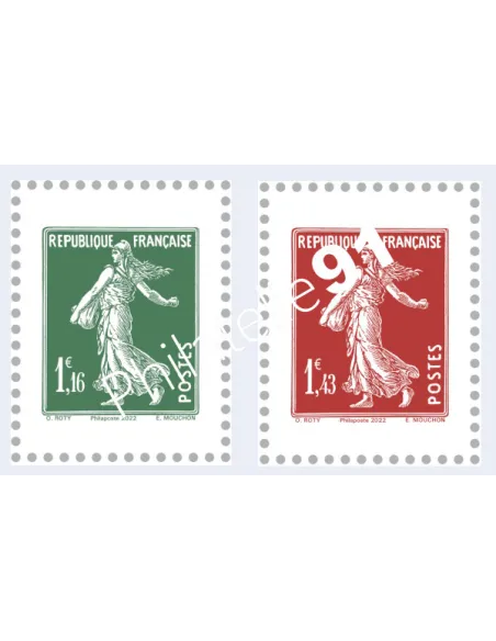 n° 5607 - 5608 -   Paire de Timbres découpés issus du Carnet 100 ans du coin daté et de la Semeuse camée