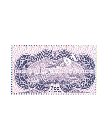 PA n°   91A - Timbre Burelé issu de l'Affiche AFF 91A - Avion survolant Paris - Le BURELÉ - Salon Paris-PHILEX 2022