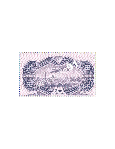 PA n°   91A - Timbre Burelé issu de l'Affiche AFF 91A - Avion survolant Paris - Le BURELÉ - Salon Paris-PHILEX 2022