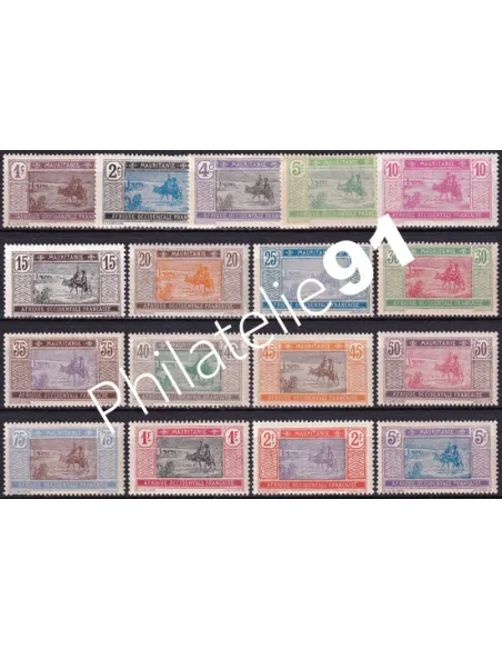 Timbres de Mauritanie n° 17 à 33 charnière, Colonies françaises