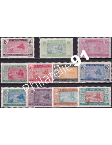 Timbres de Mauritanie n° 39 à 49 charnière, Timbres Colonies françaises