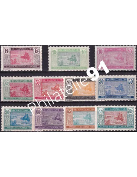 Timbres de Mauritanie n° 39 à 49 charnière, Timbres Colonies françaises