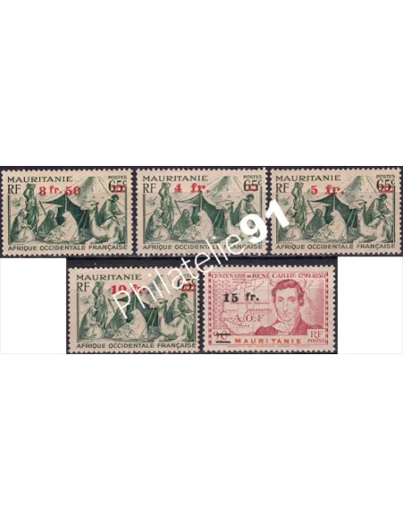 Timbres de Mauritanie n° 133 à 137, collection Colonies françaises