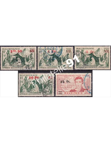 Mauritanie, n° 133 à 137 oblitérés, Timbres Colonies françaises