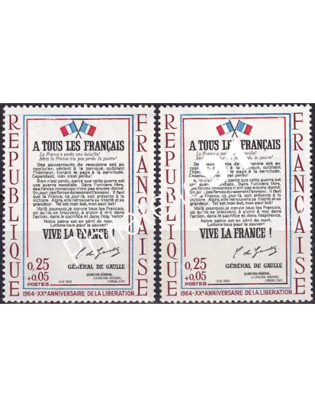 Variété sur timbre  n° 1408d, Collection timbres France