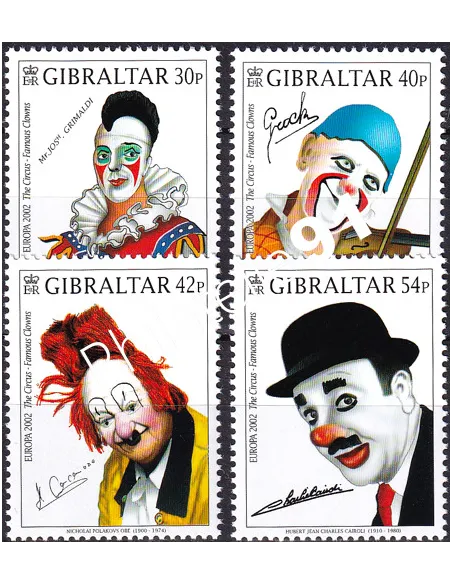 Timbres de Gibraltar n° 1003 à 1006, Le cirque, timbres Europa