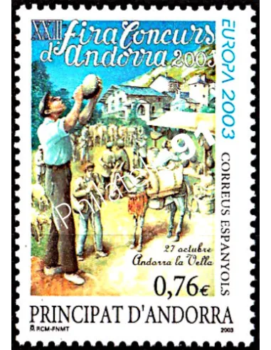 Timbre d'Andorre Espagnol n° 291, EUROPA 2003, collection timbre Europe