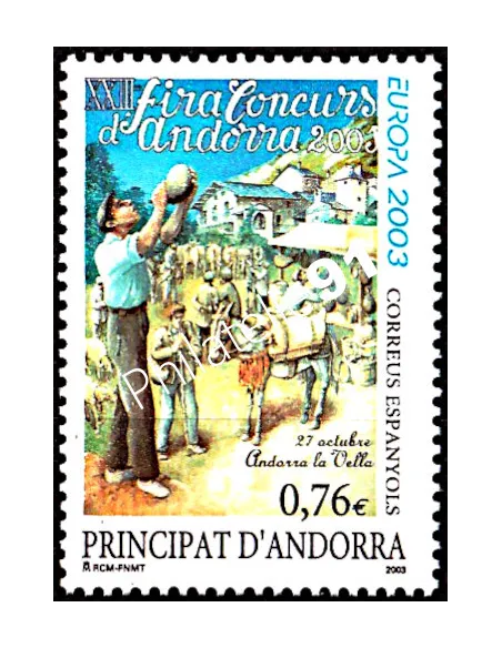Timbre d'Andorre Espagnol n° 291, EUROPA 2003, collection timbre Europe