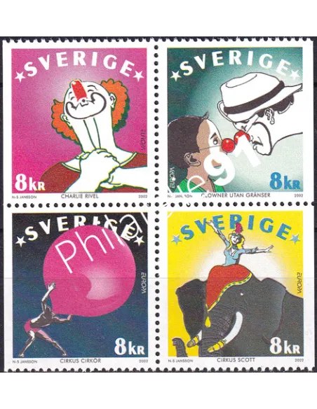 Suède, n° 2275 à 2278, bloc de 4, collection timbres Europe