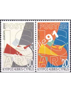Chypre, n° 1021b à 1022b, Paire, ND en bas, collection timbres Europe