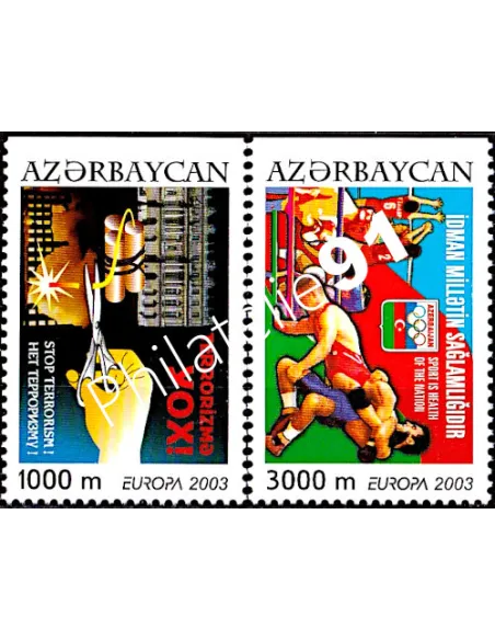 Timbre d'Azerbaïdjan n° 460a-461a, EUROPA 2003, collection timbre Europe